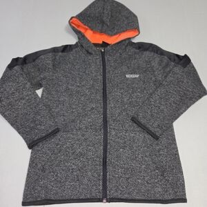 Hind Boys Gray and Black Hooded Sweatshirt with Full Zipper Preowned. Boys Small